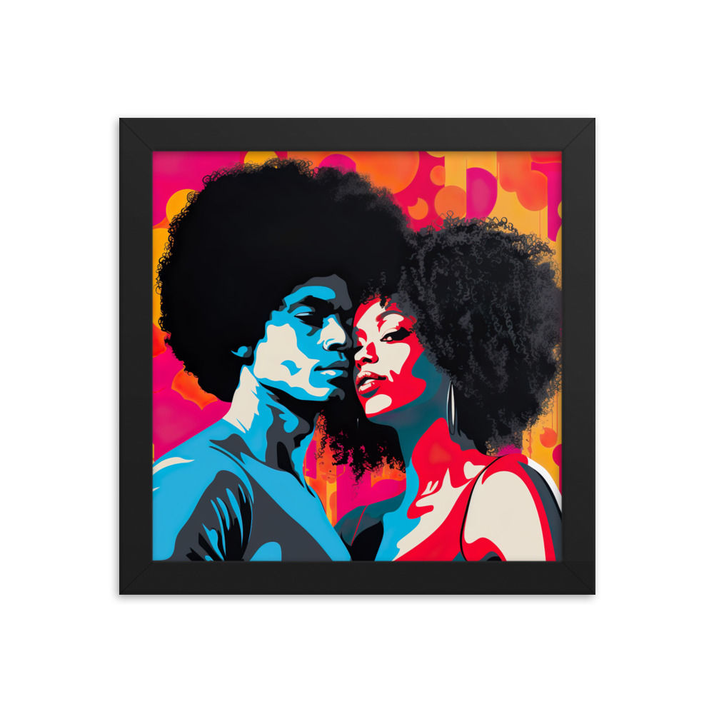 2 Pop Art Afro Couple Framed Art Print