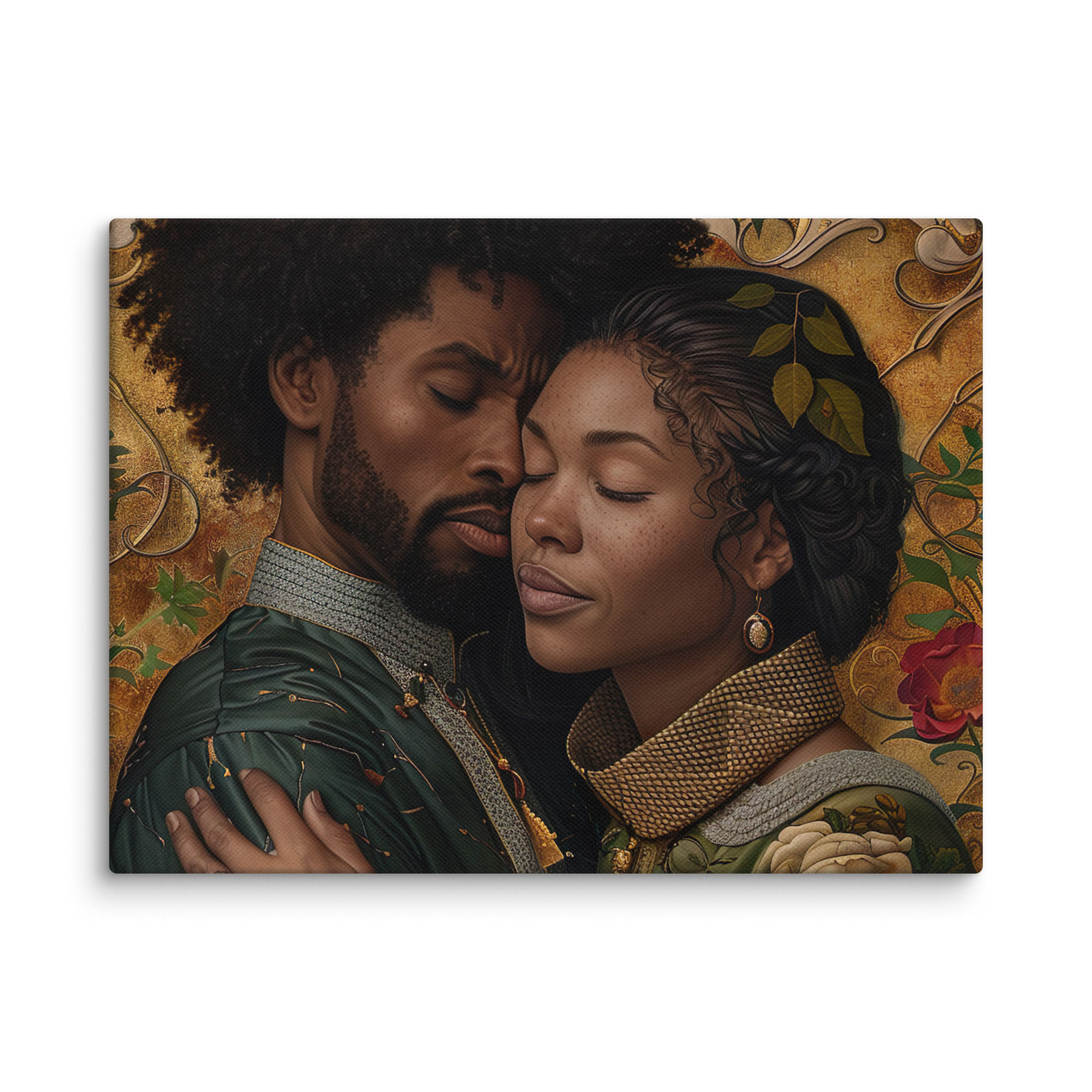 3 Renaissance Art Afro Couple Canvas Wall Art
