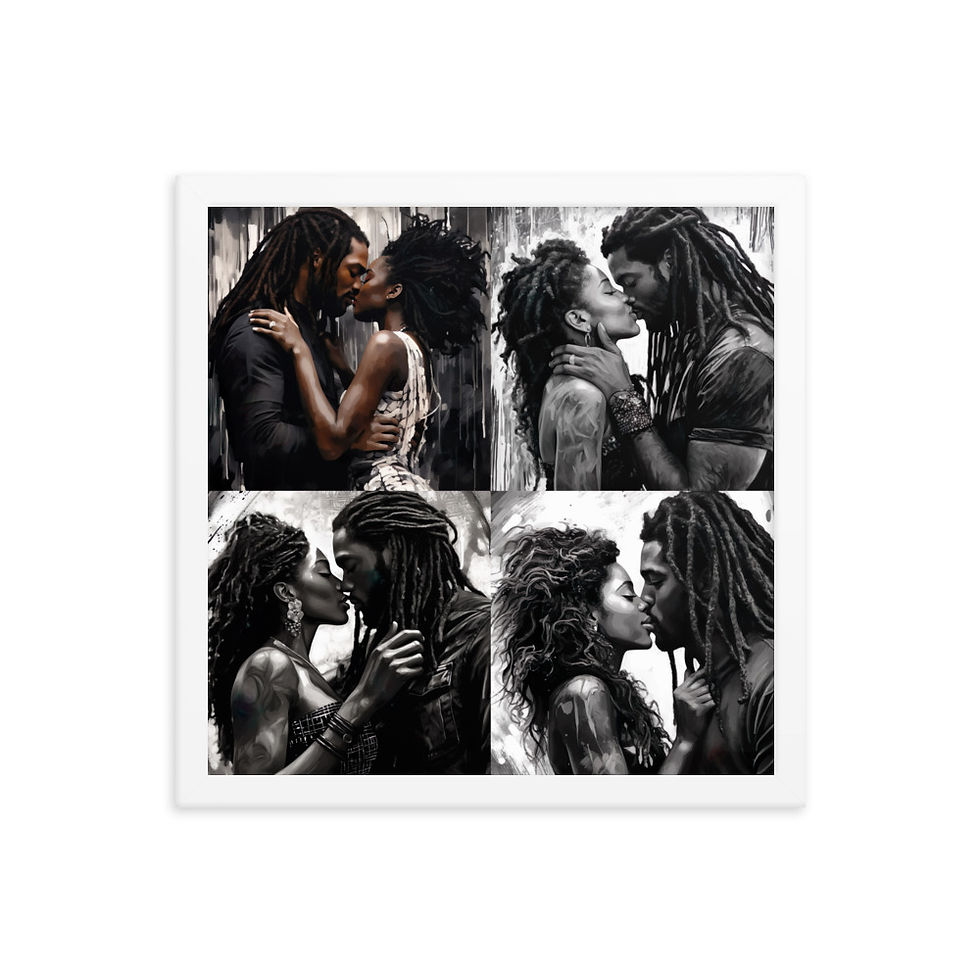 Thumbnail: All 4 Impressionism Dreadlocks & Afros Couple Framed Art Print