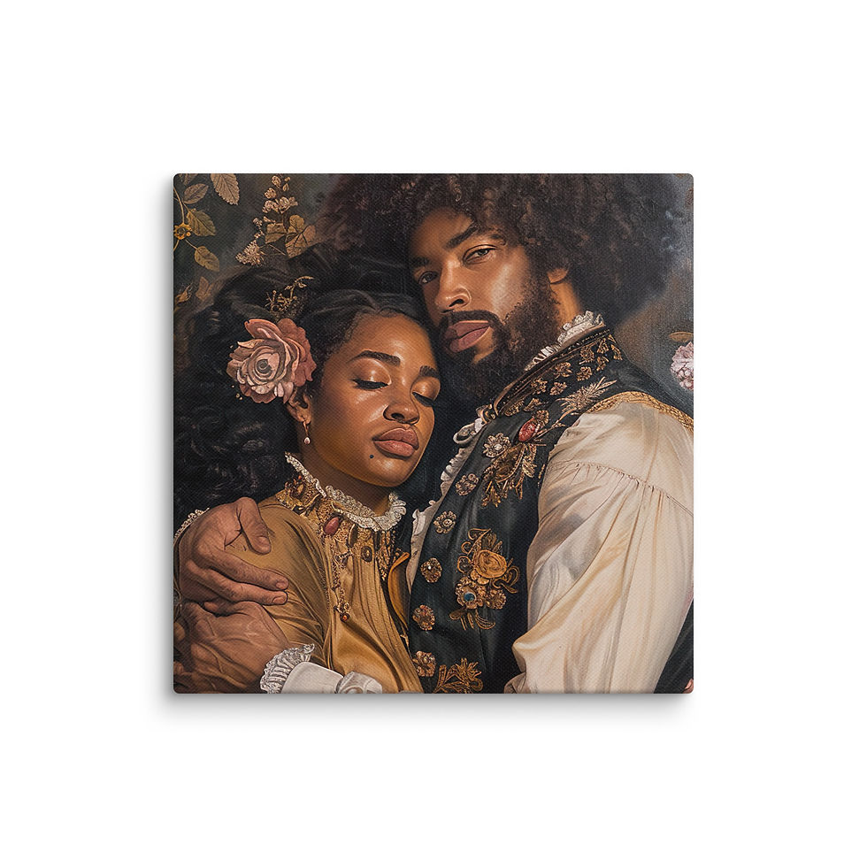 Thumbnail: 2 Rococo Art Afro Couple Canvas Wall Art