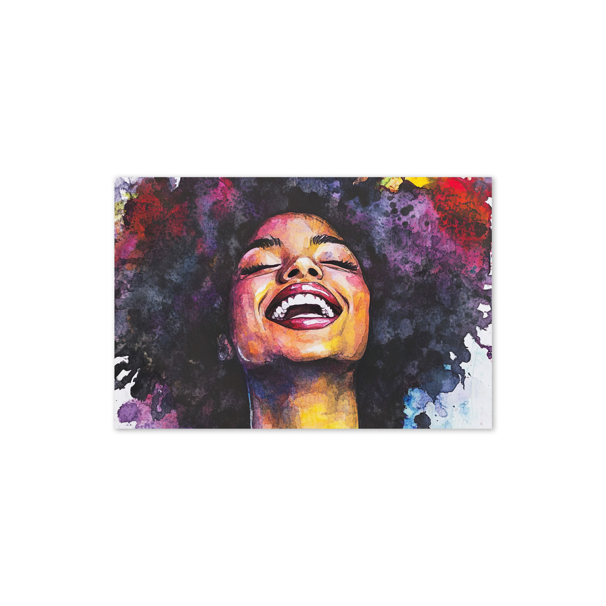 3 Watercolour Art Afro Woman Greeting Card