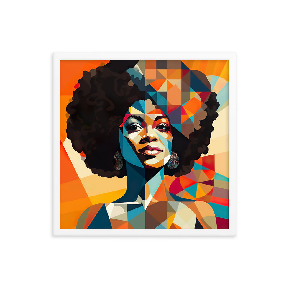 Thumbnail: 1 Bauhaus Geo Afro Woman Framed Art Print