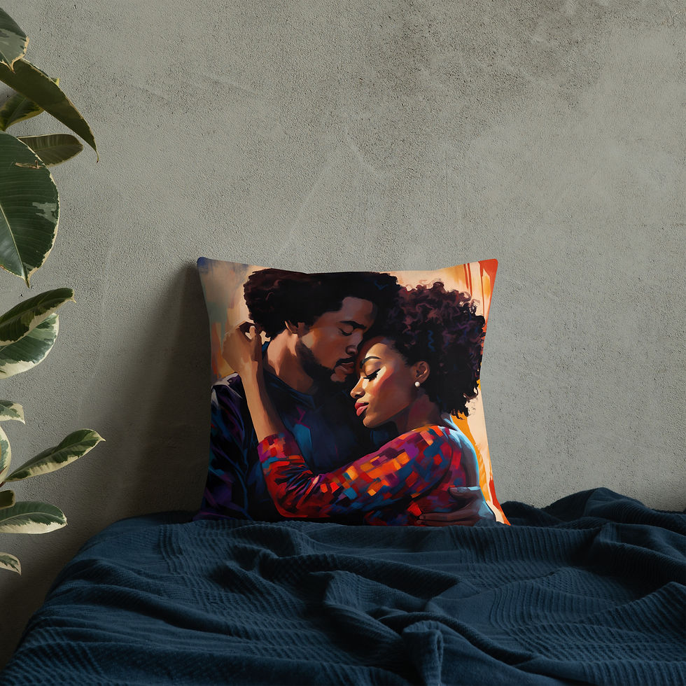Thumbnail: 4a Expressionism Afro Couple Premium Cushion