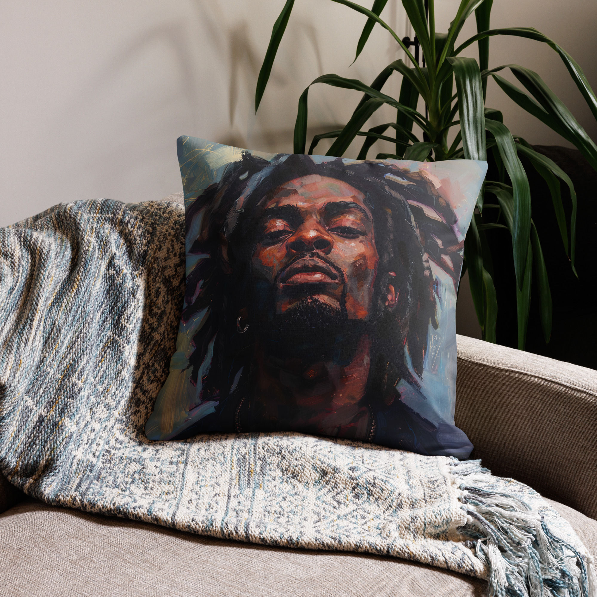 3 Romanticism Art Dreadlocks Man Premium Cushion