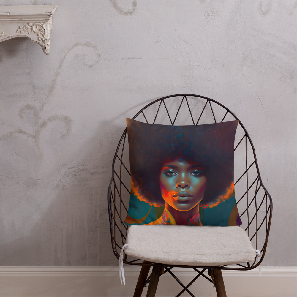 4 Expressionism Afro Woman Premium Cushion
