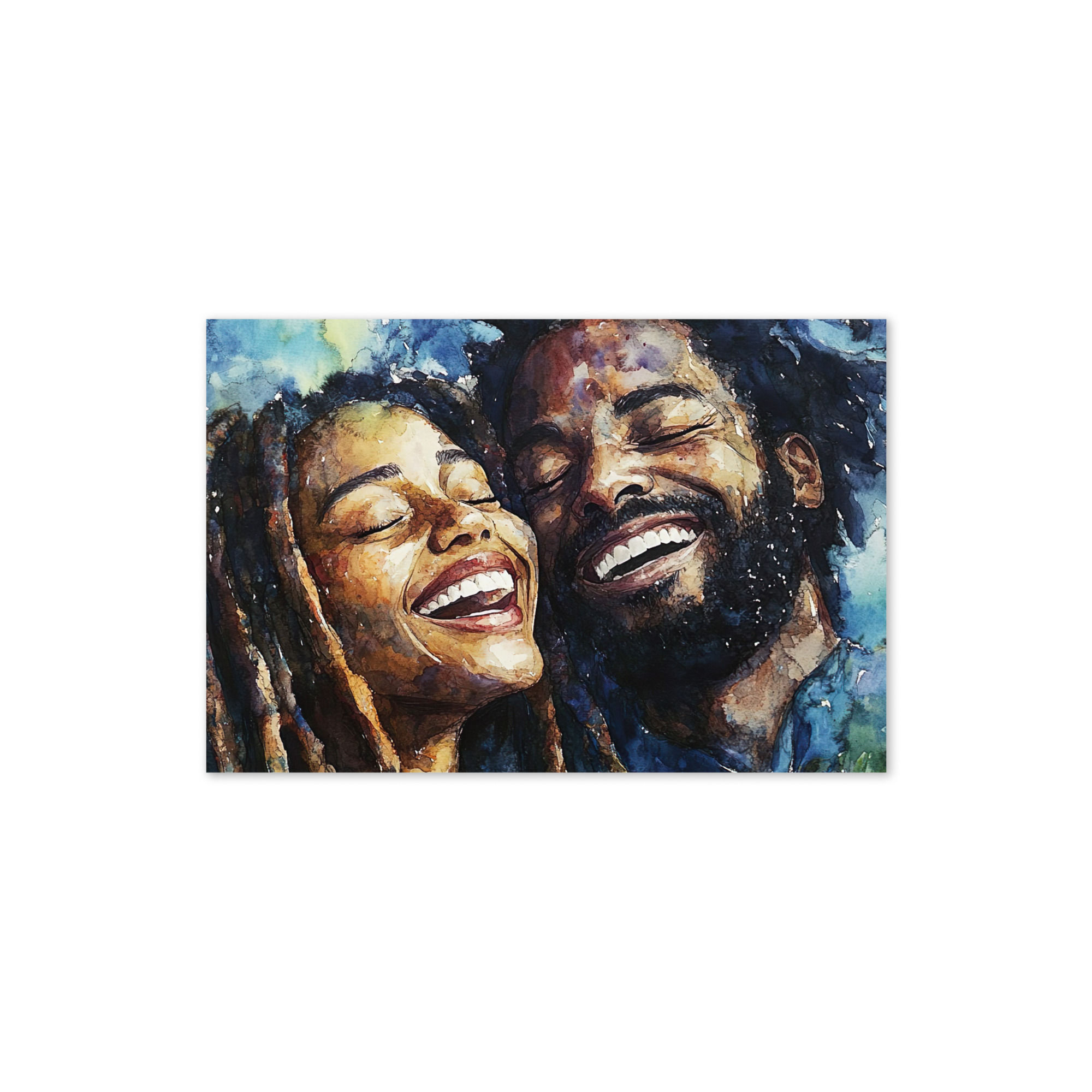 1 Watercolour Art Dreadlocks Couple Greeting Card