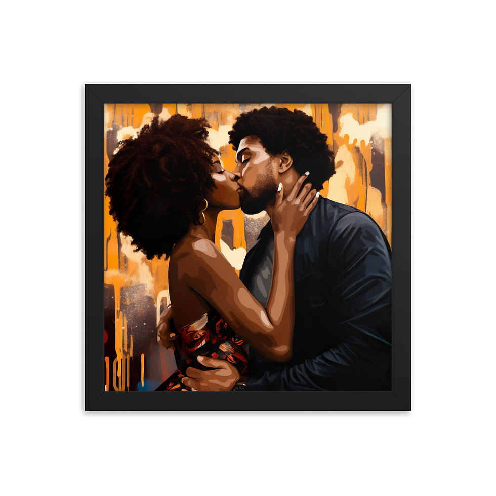 Thumbnail: 3a Expressionism Afro Couple Framed Art Print