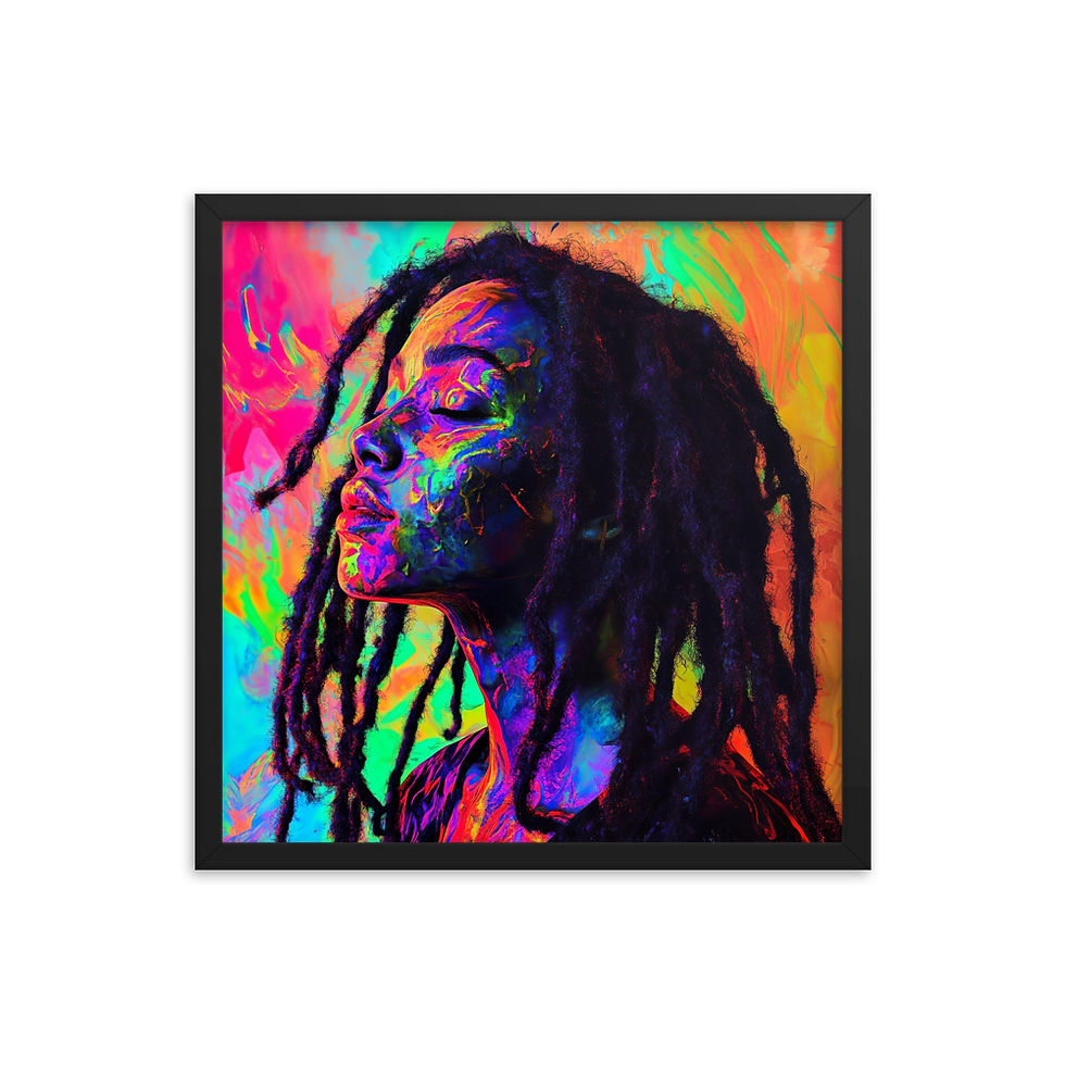 Thumbnail: 2 Fluorescent Dreadlocks Woman Framed Art Print