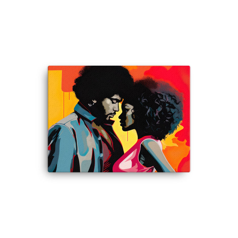 4 Pop Art Afro Couple Canvas Wall Art