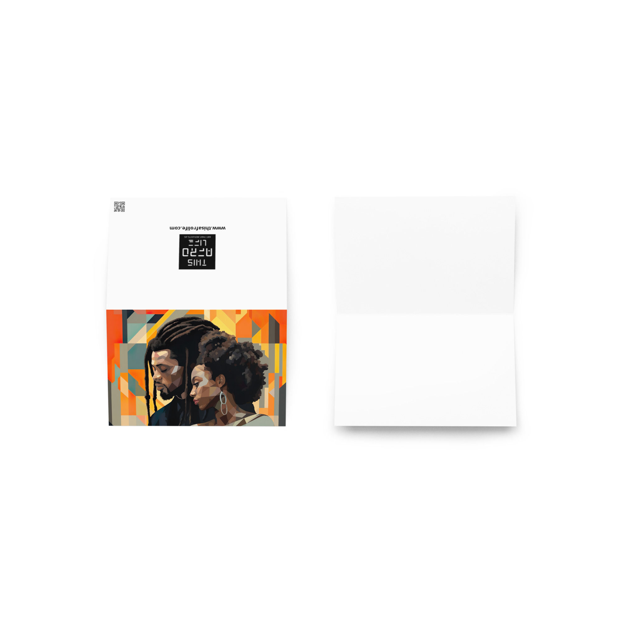 2 Bauhaus Geo Afro & Dreadlocks Couple Greeting Card