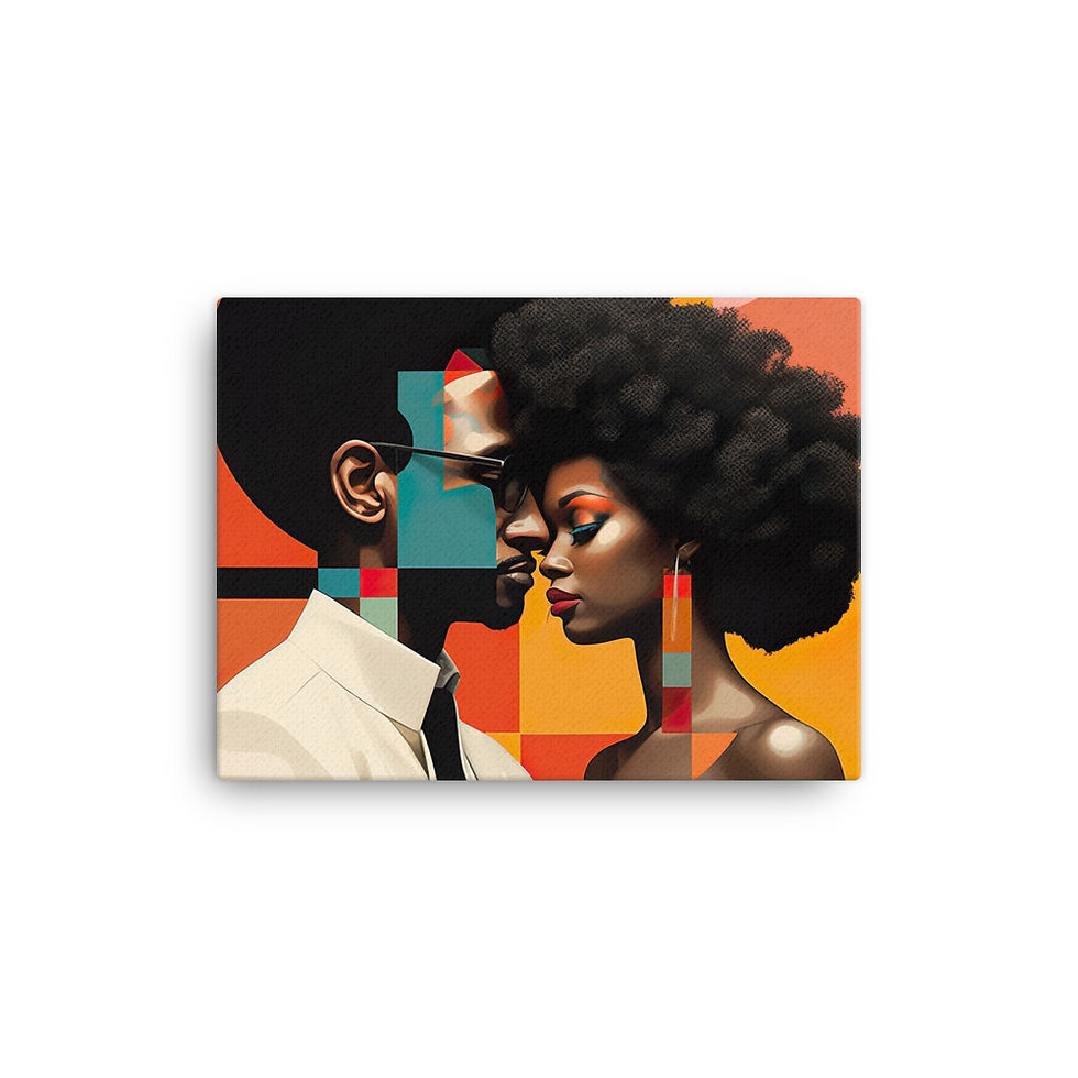 Thumbnail: 1 Bauhaus Geo Afro Couple Canvas Wall Art