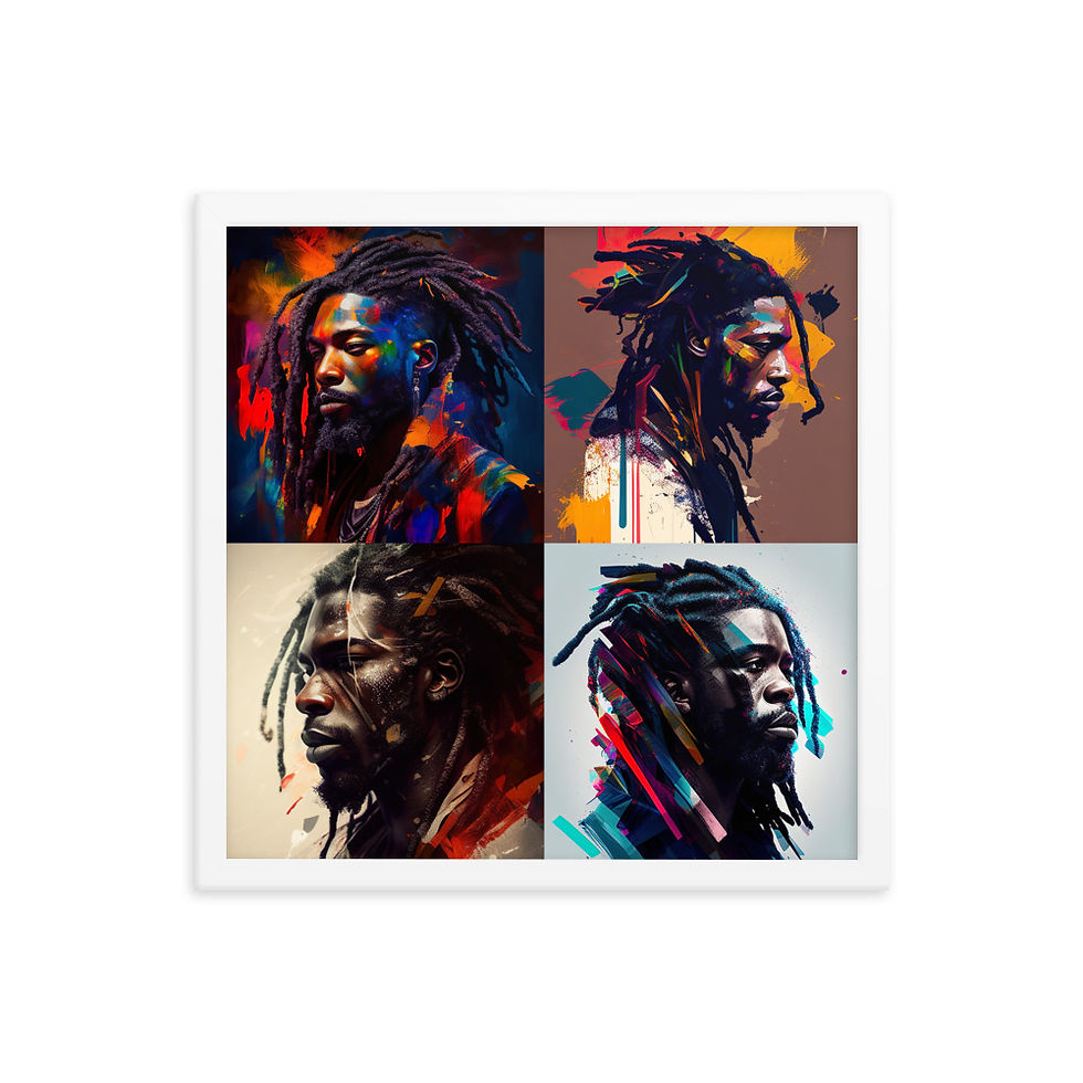Thumbnail: All 4 Abstract Dreadlocks Men Framed Art Print
