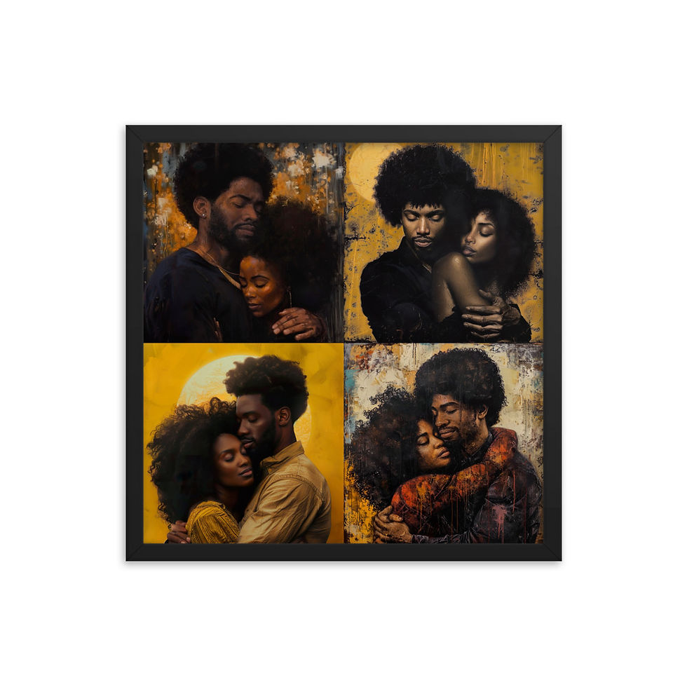 Thumbnail: All 4 Romanticism Afro Couples Framed Art Print