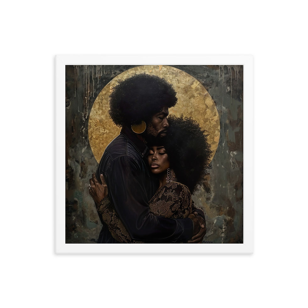 Thumbnail: 4 Renaissance Art Afro Couples Framed Art Print