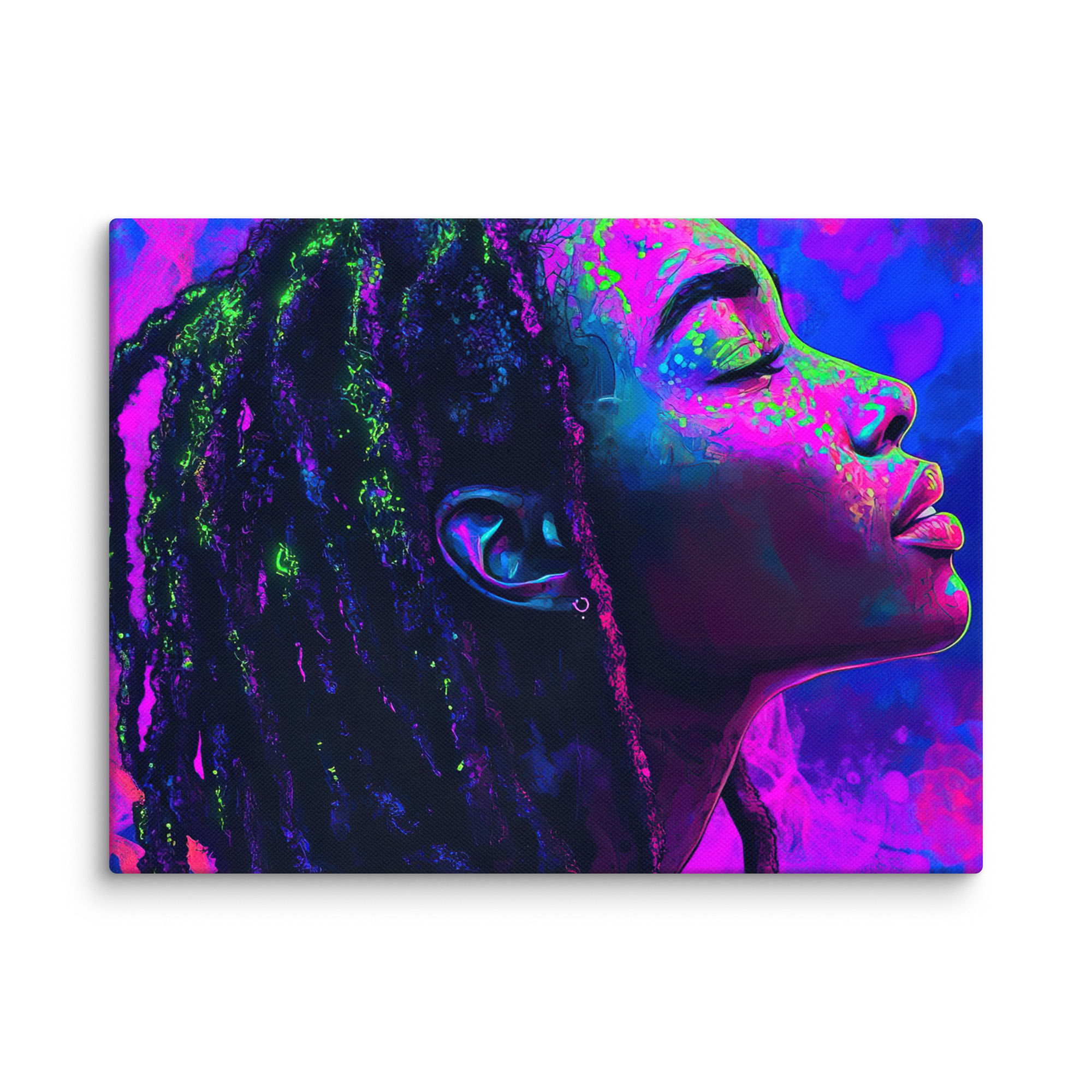 3 Fluorescent Art Dreadlocks Woman Canvas Wall Art