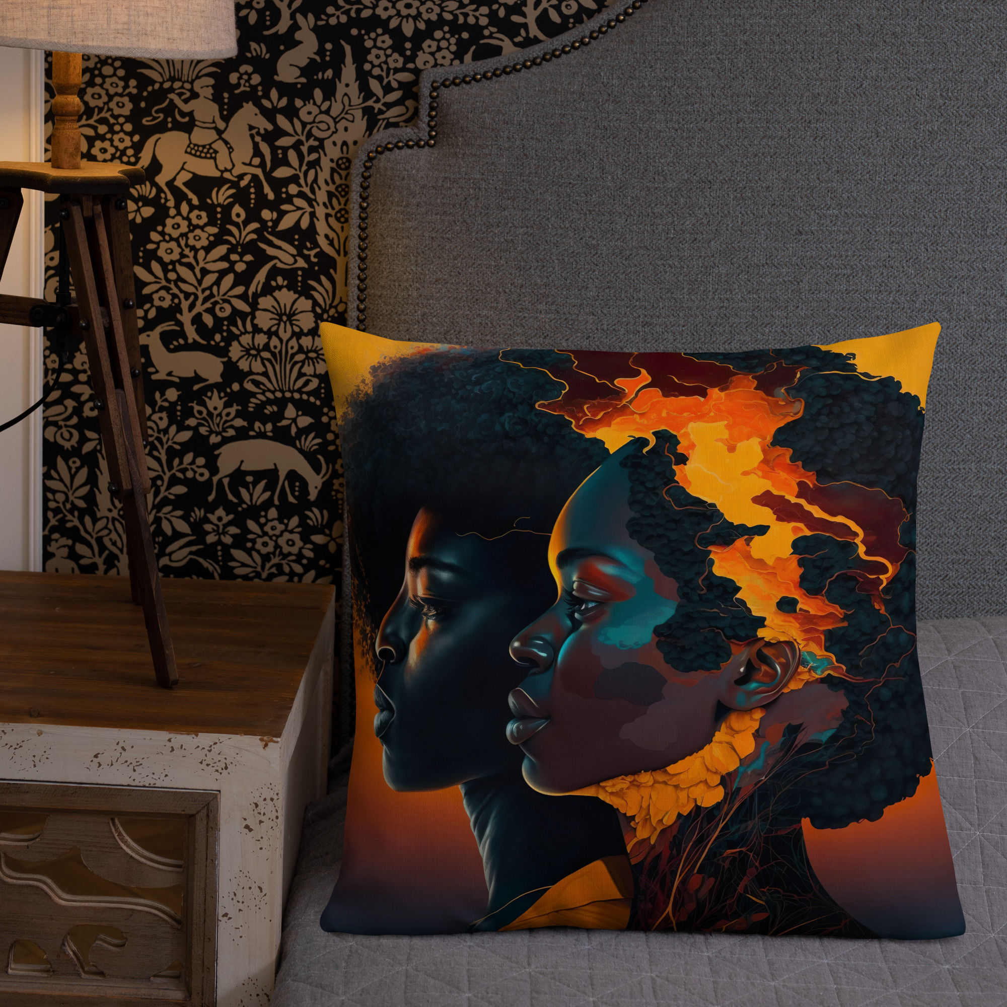 1 Abstract Afro Couple Premium Cushion