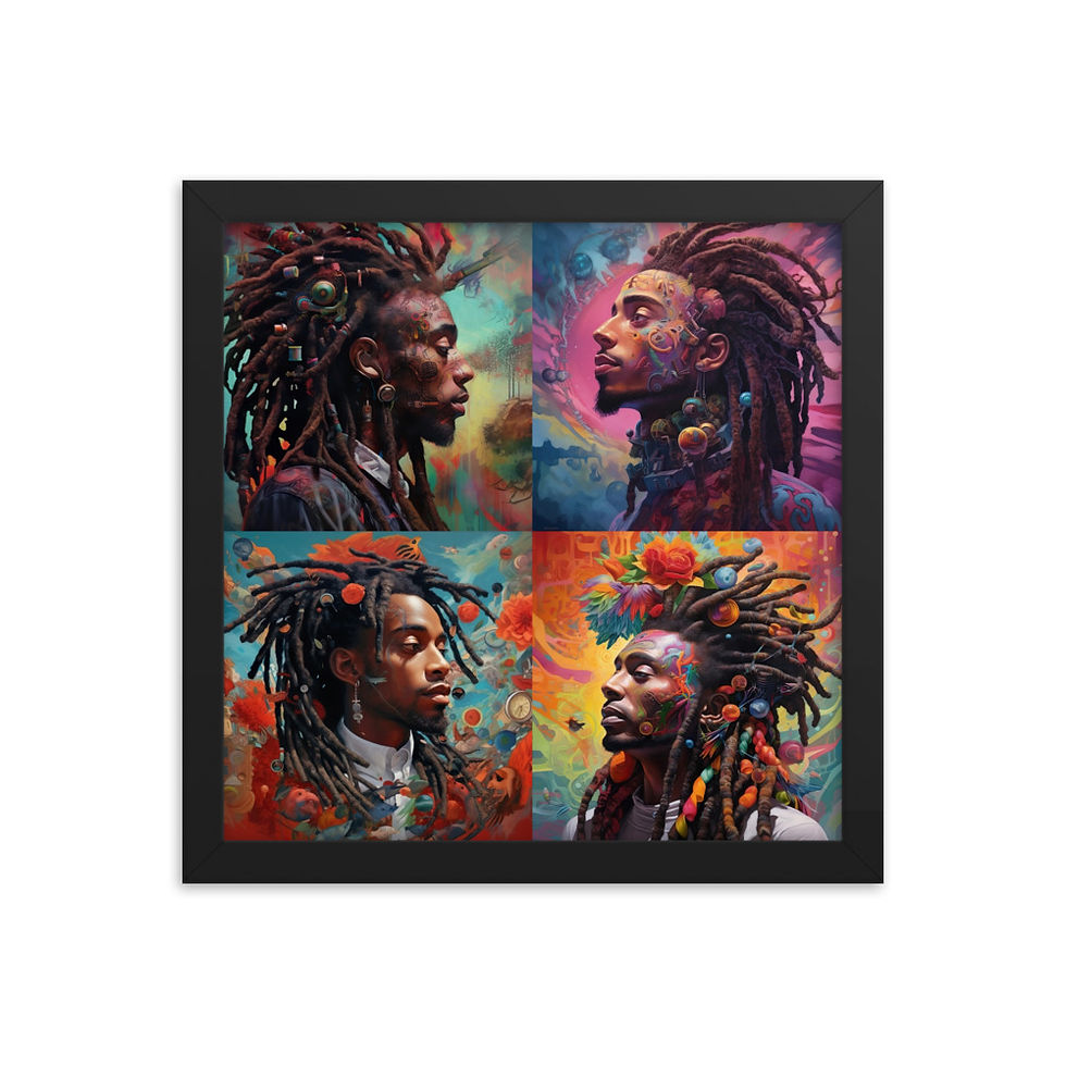 Thumbnail: All 4 Surrealism Dreadlocks Men Framed Art Print