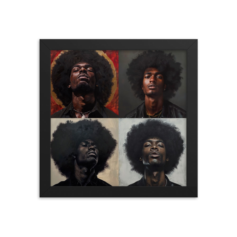 All 4 Realist Art Afro Men Framed Art Print