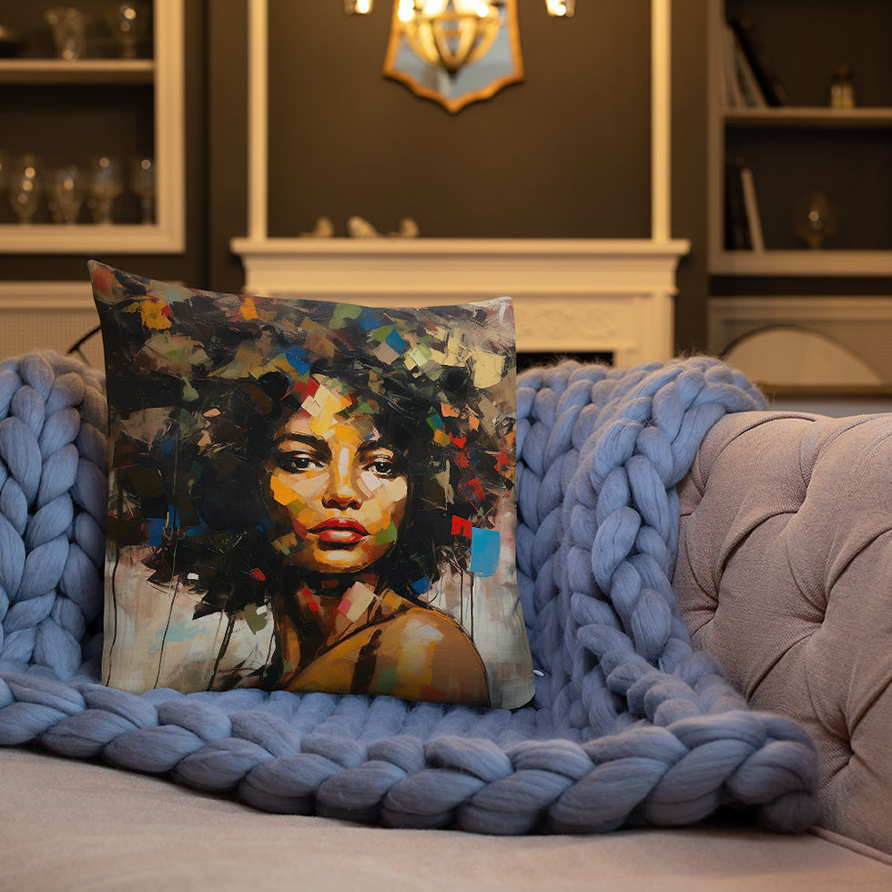 Thumbnail: 3 Post Expressionism Afro Woman Premium Cushion