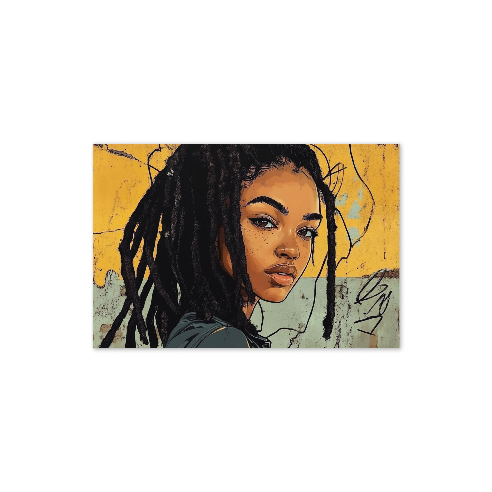 4 Graffiti Art Dreadlocks Woman Greeting Card