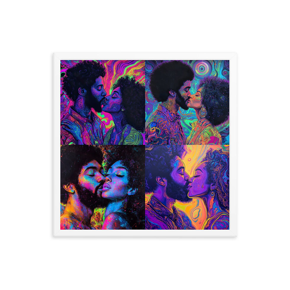 Thumbnail: All 4 Fluorescent Art Afro Couples Framed Poster