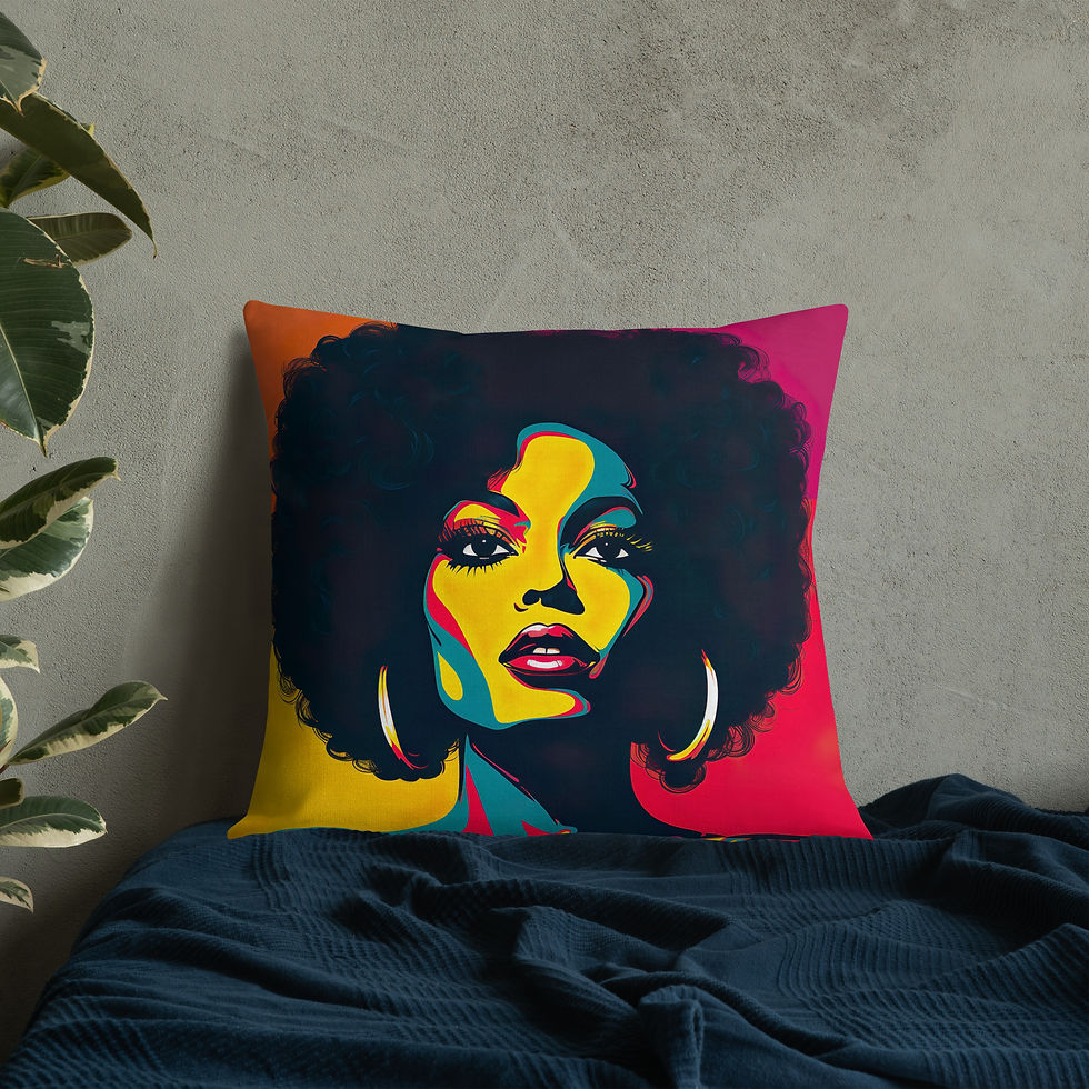 Thumbnail: 2a Pop Art Afro Woman Premium Cushion