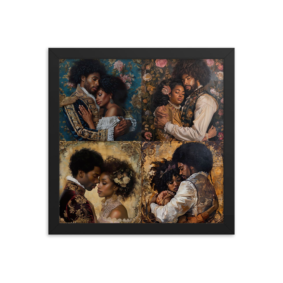 Thumbnail: All 4 Rococo Afro Couple Framed Art Print