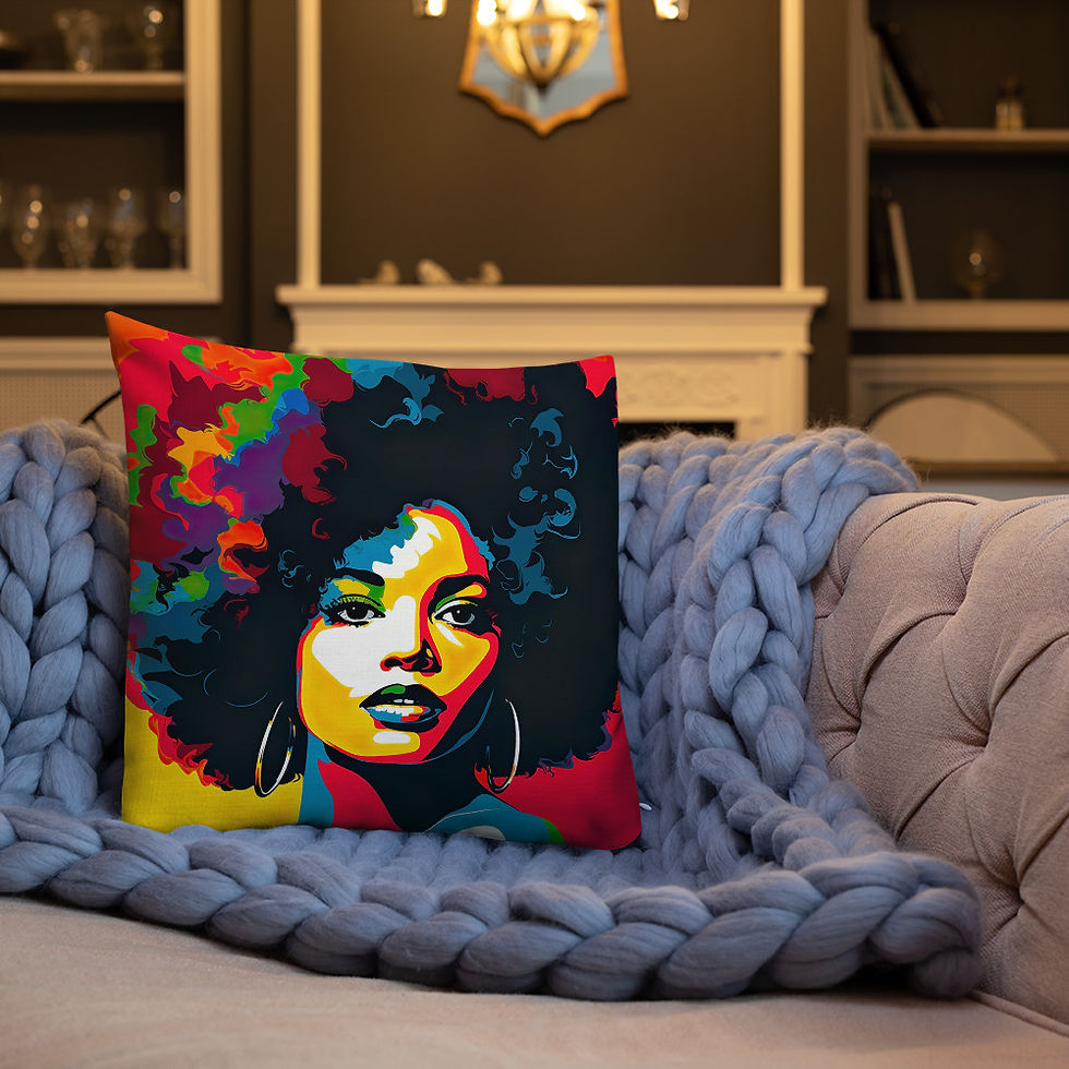 Thumbnail: 4a Pop Art Afro Woman Premium Cushion