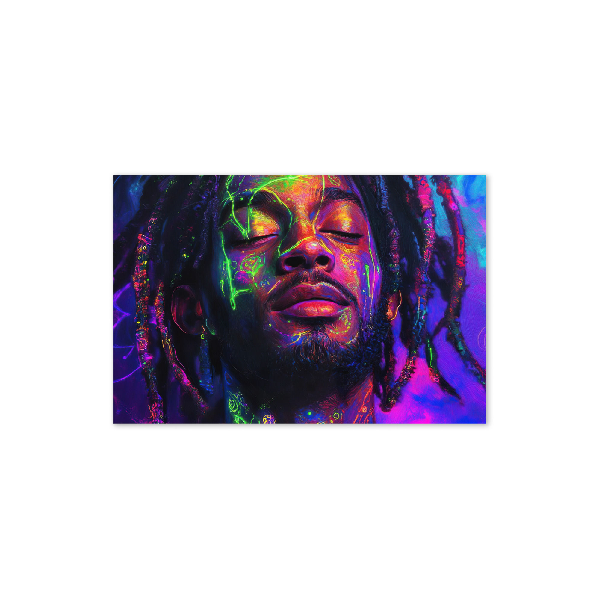 3 Fluorescent Art Dreadlocks Man Greeting Card