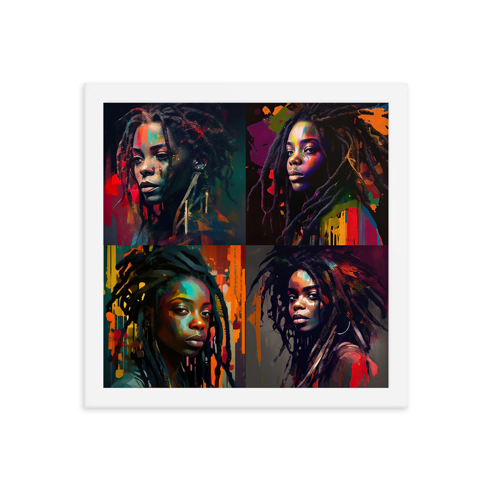 Thumbnail: All 4 Abstract Dreadlocks Women Framed Art Print