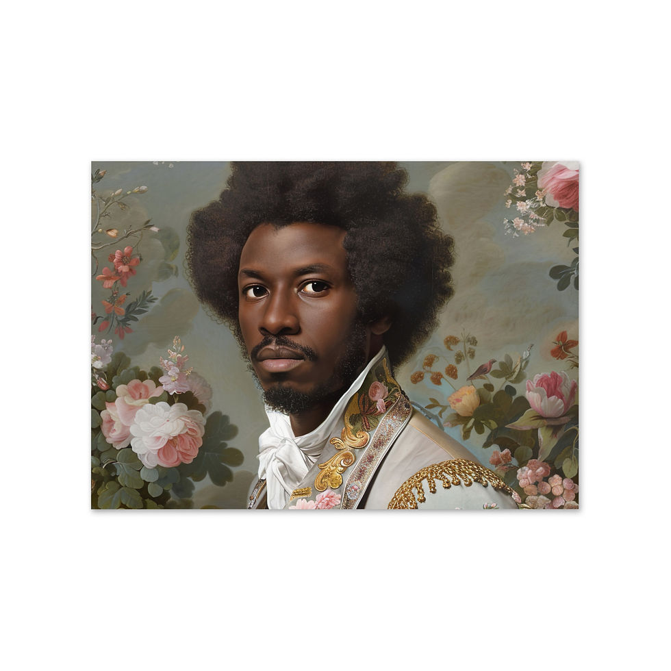 Thumbnail: 2 Rococo Art Afro Man Greeting Card
