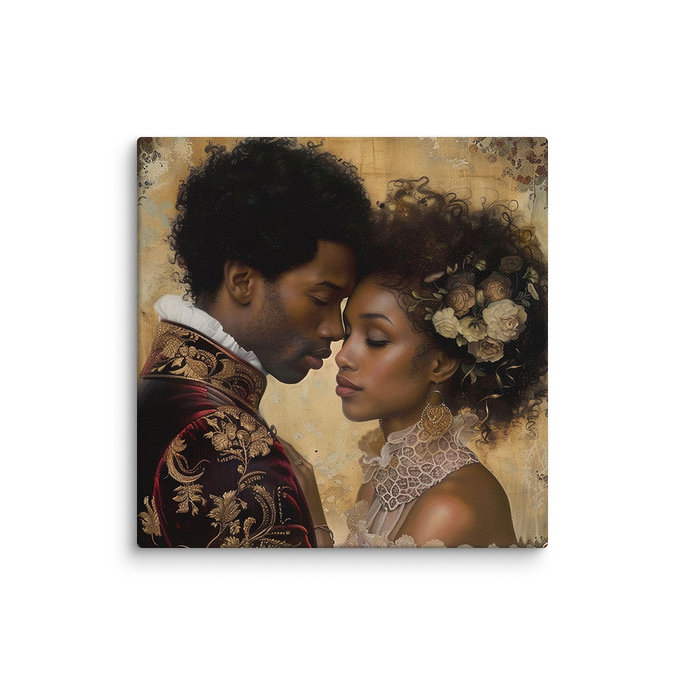 Thumbnail: 3 Rococo Art Afro Couple Canvas Wall Art