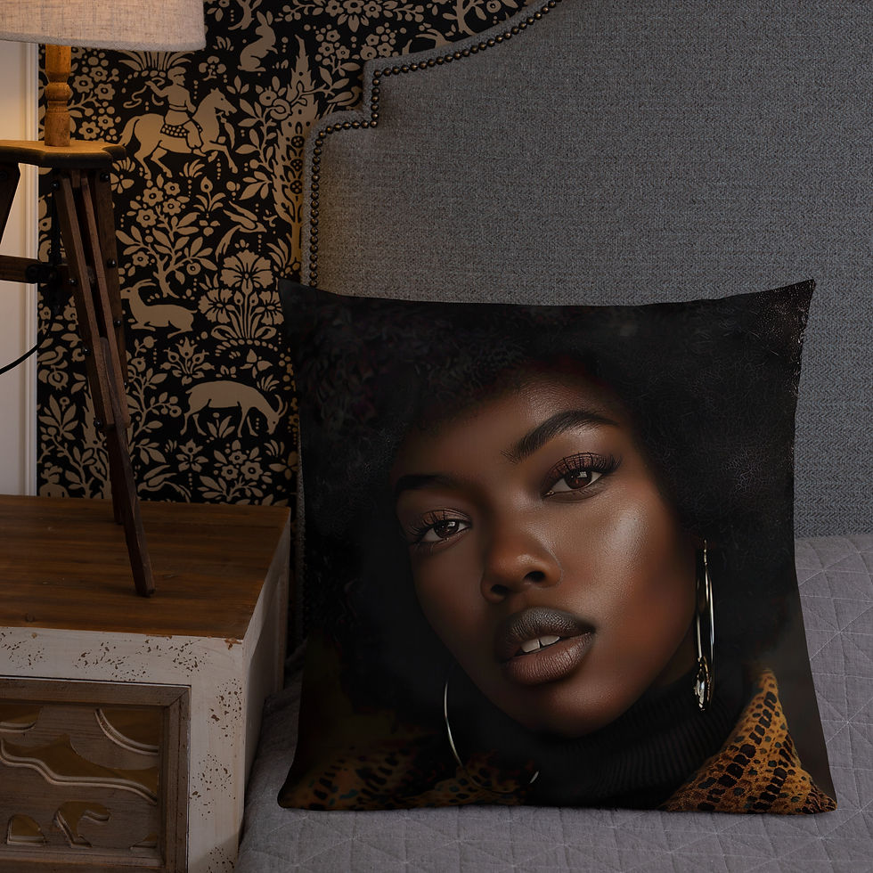 Thumbnail: 4 Realist Art Afro Woman Premium Cushion