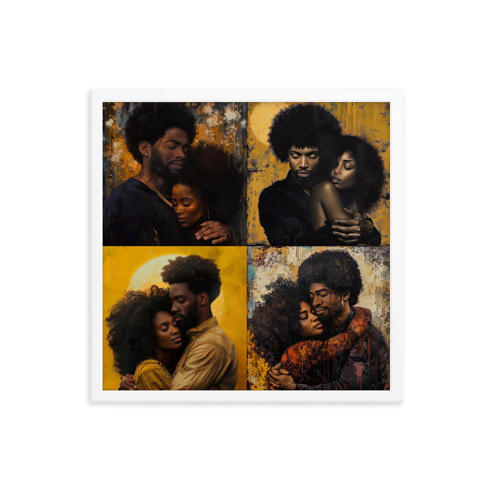 Thumbnail: All 4 Romanticism Afro Couples Framed Art Print