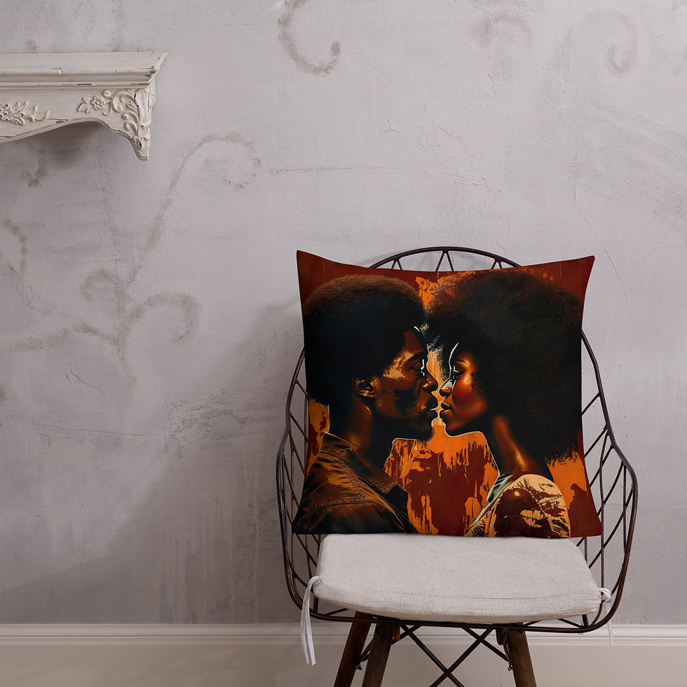 Thumbnail: 2 Expressionism Afro Couple Premium Cushion