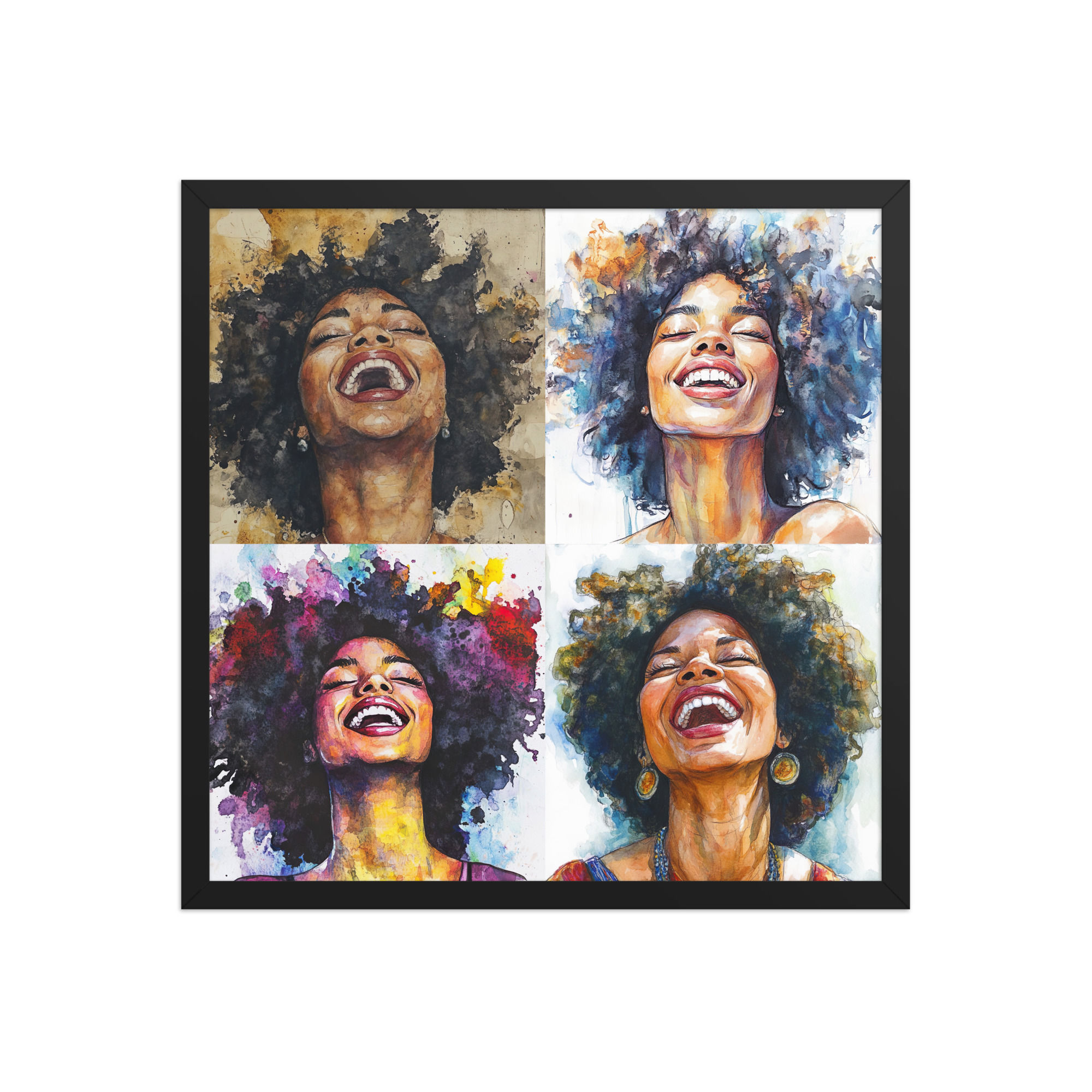 All 4 Watercolour Art Afro Women Framed Poster