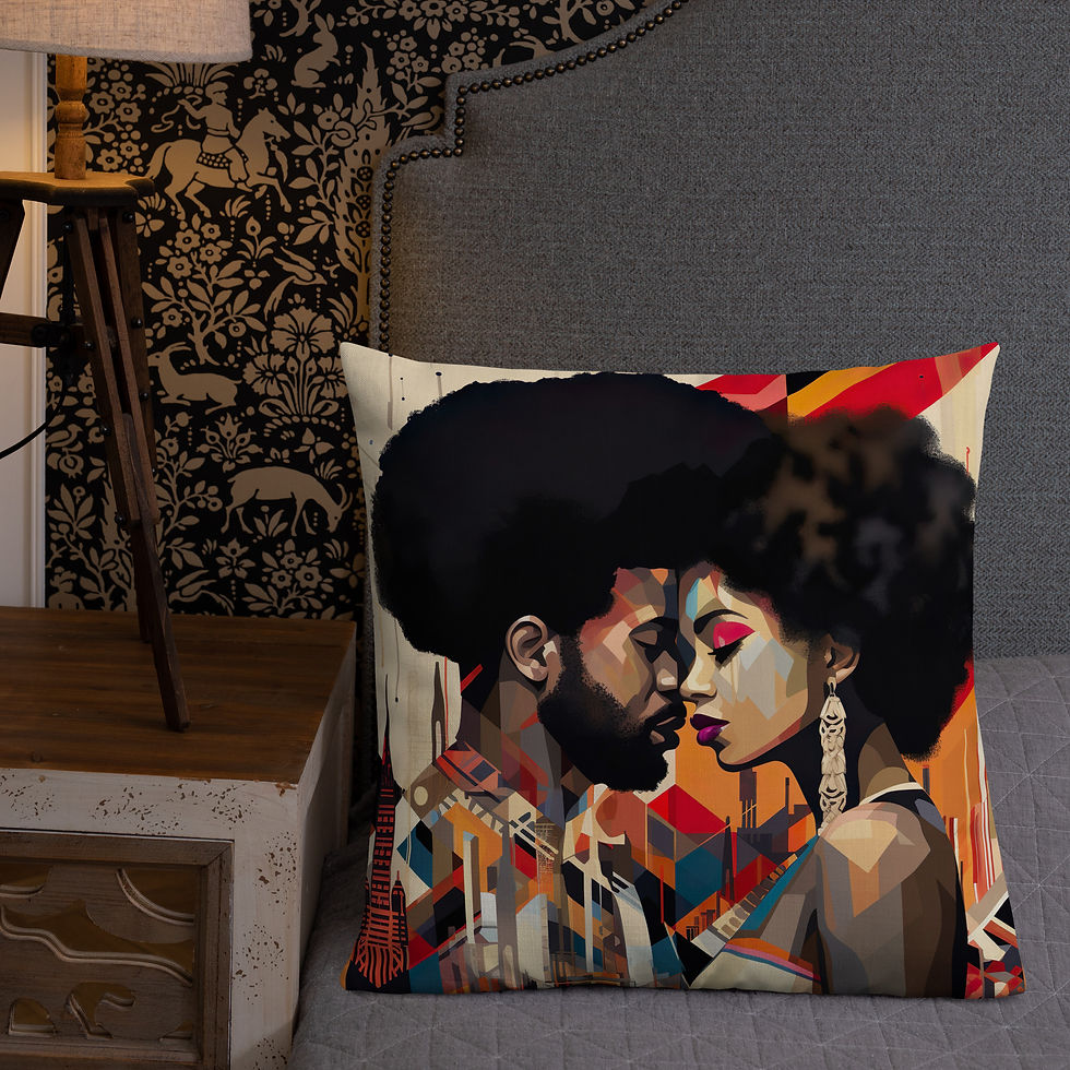 Thumbnail: 2 Bauhaus Geo Afro Couple Premium Cushion