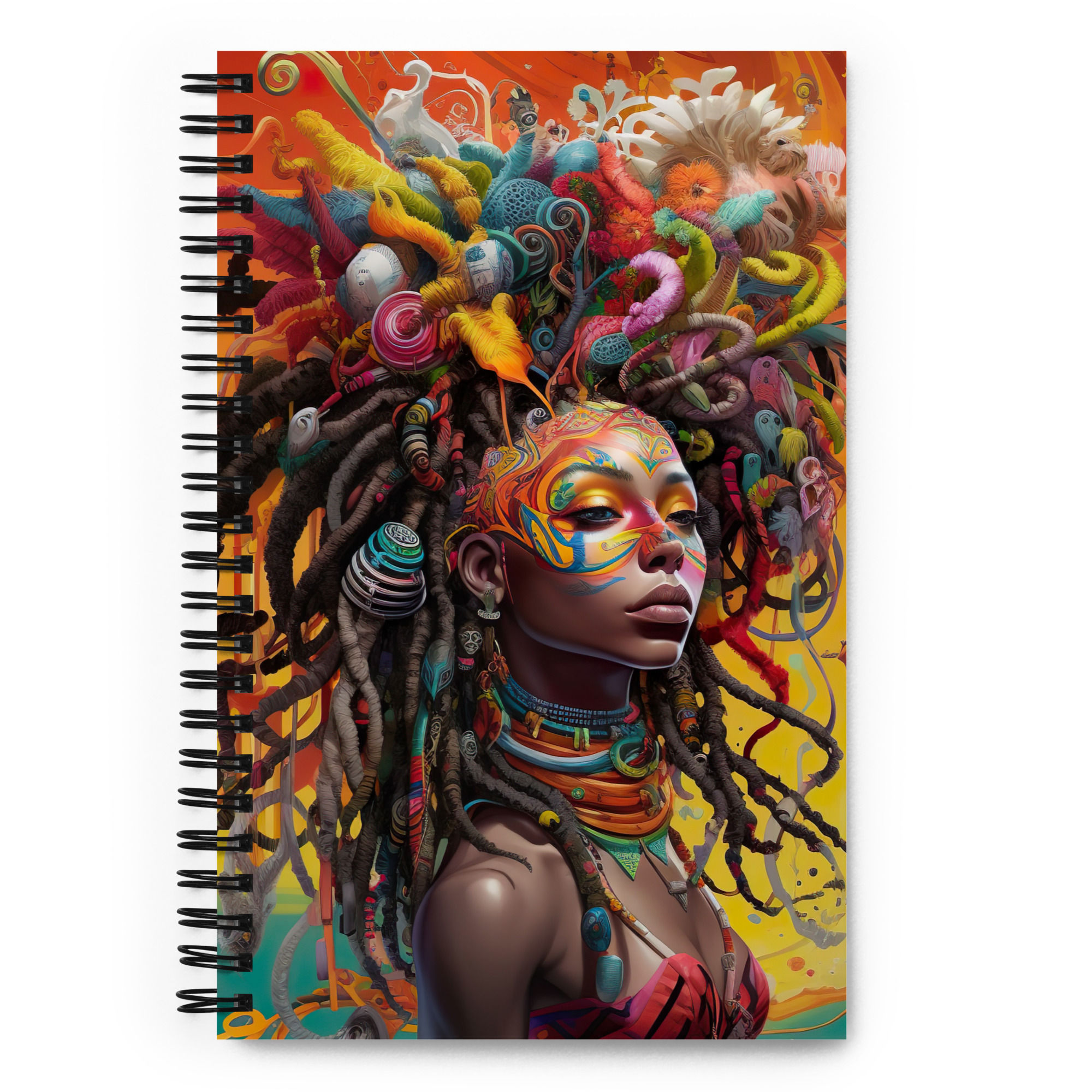 4 Surrealism Art Dreadlocks Woman Spiral Notebook