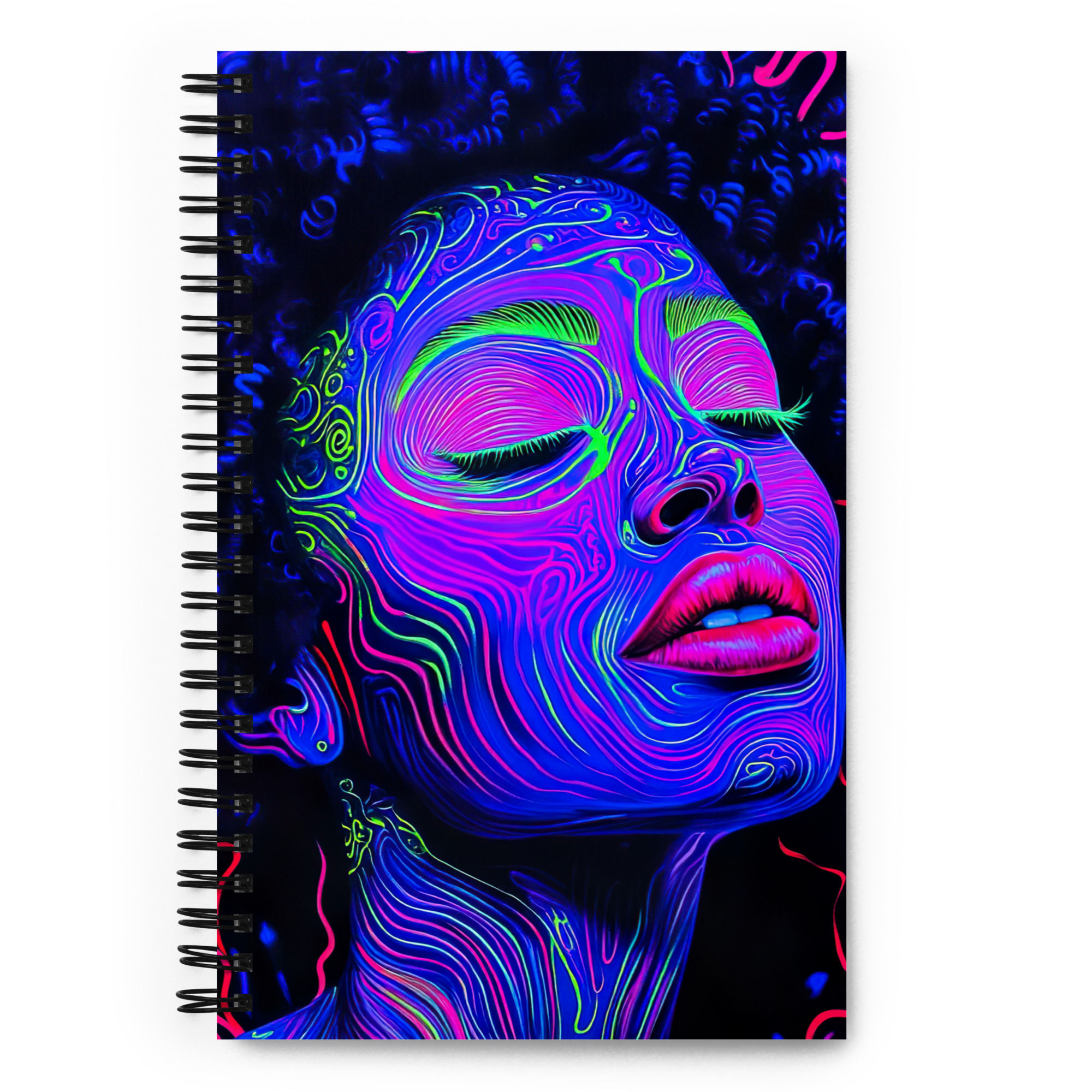 3 Fluorescent Art Afro Woman Spiral Notebook