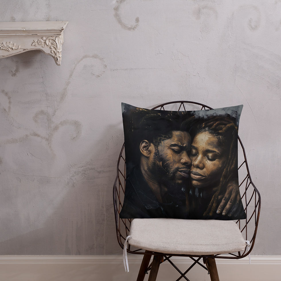 Thumbnail: 2 Realist Art Dreadlocks Couple Premium Cushion