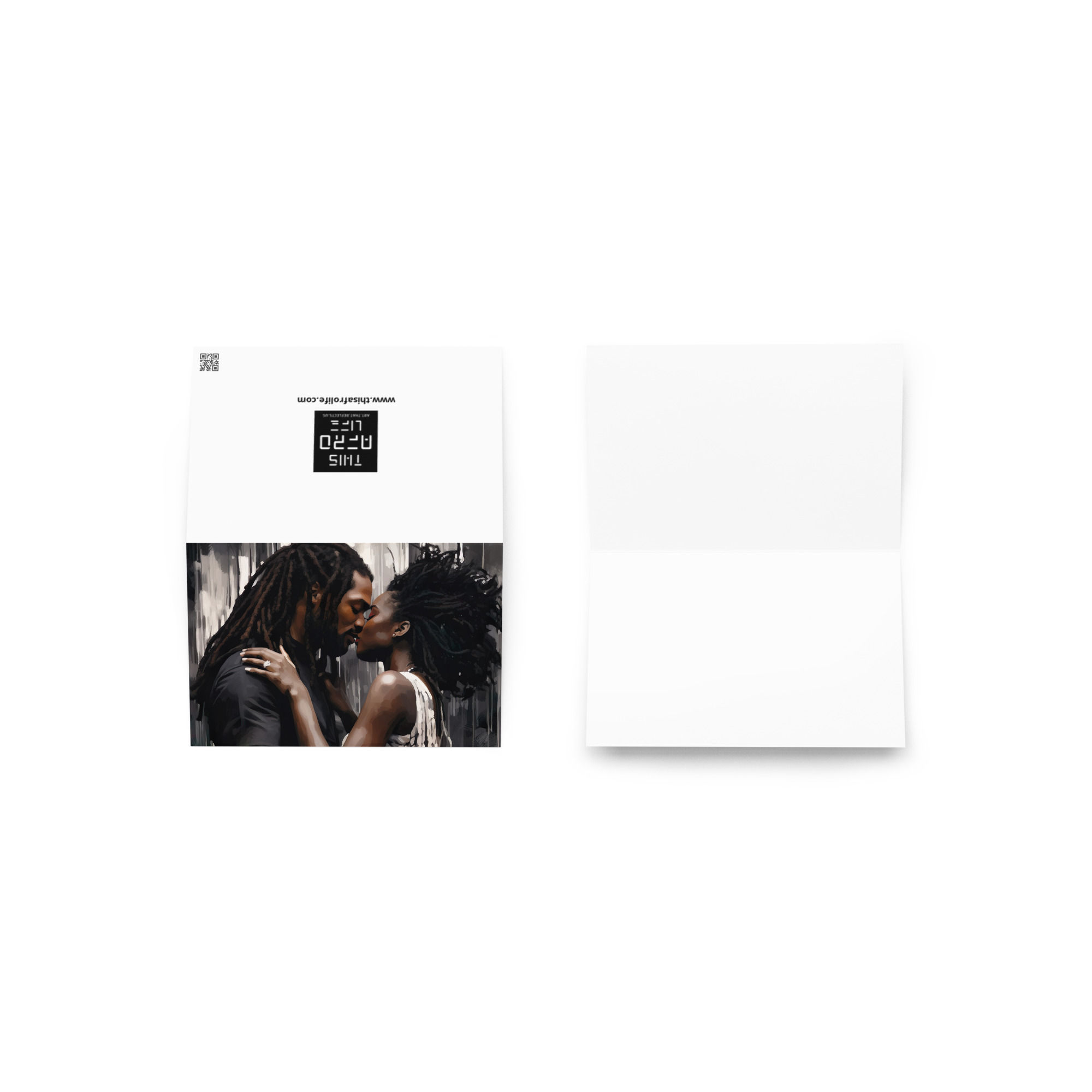 1 Impressionism Dreadlocks & Afro Couple Greeting Card (B&W)