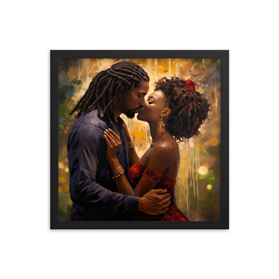 Thumbnail: 1 Impressionism Dreadlocks & Afro Couple Framed Art Print