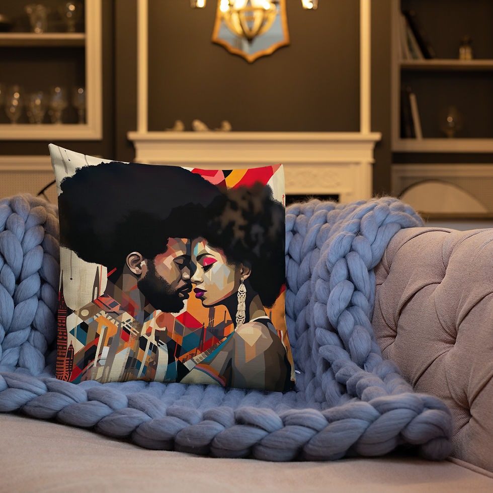 Thumbnail: 2 Bauhaus Geo Afro Couple Premium Cushion