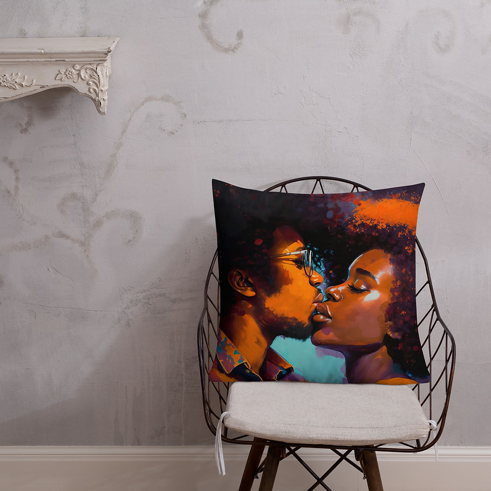 Thumbnail: 4 Expressionism Afro Couple Premium Cushion