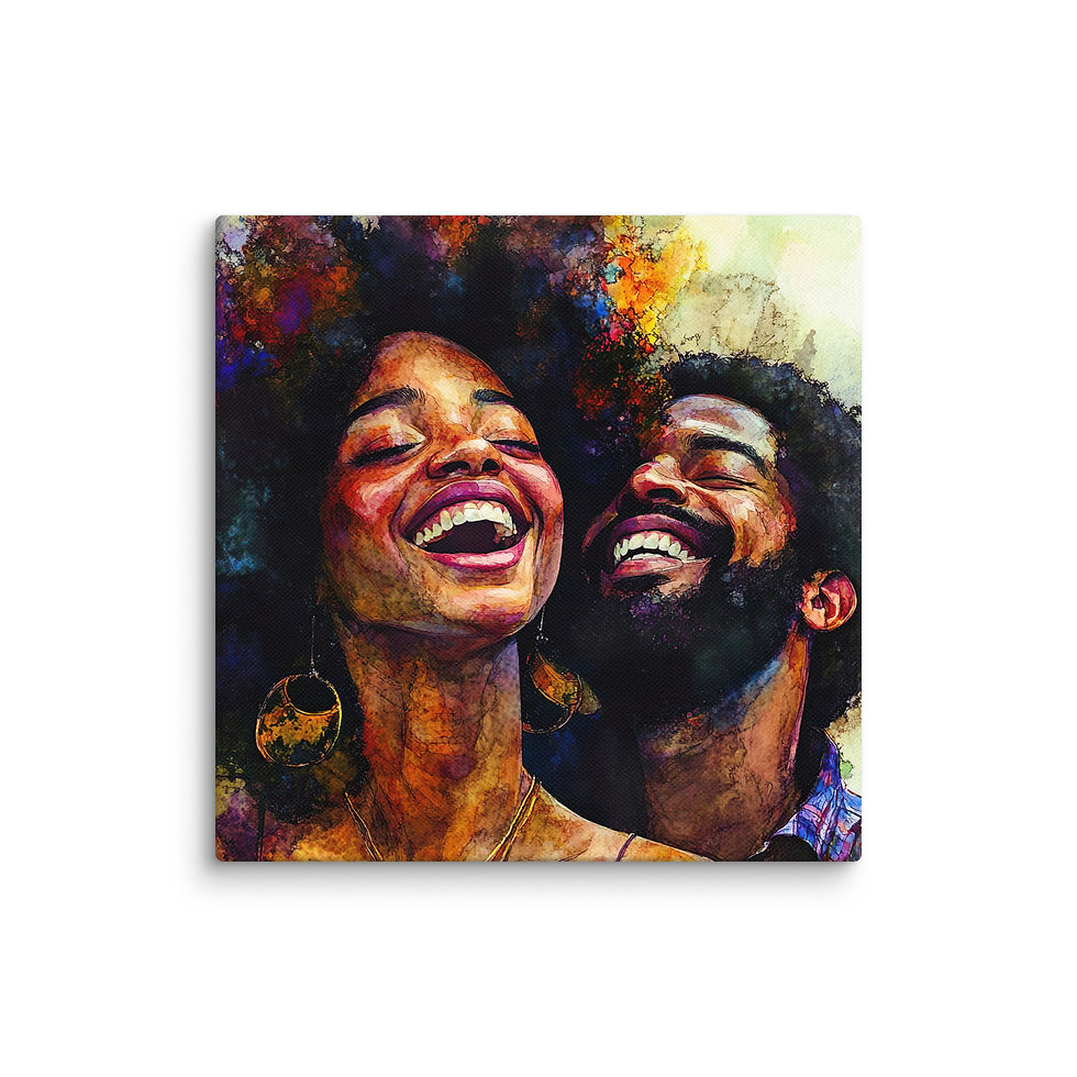 Thumbnail: 3 Watercolour Art Afro Couple Canvas Wall Art