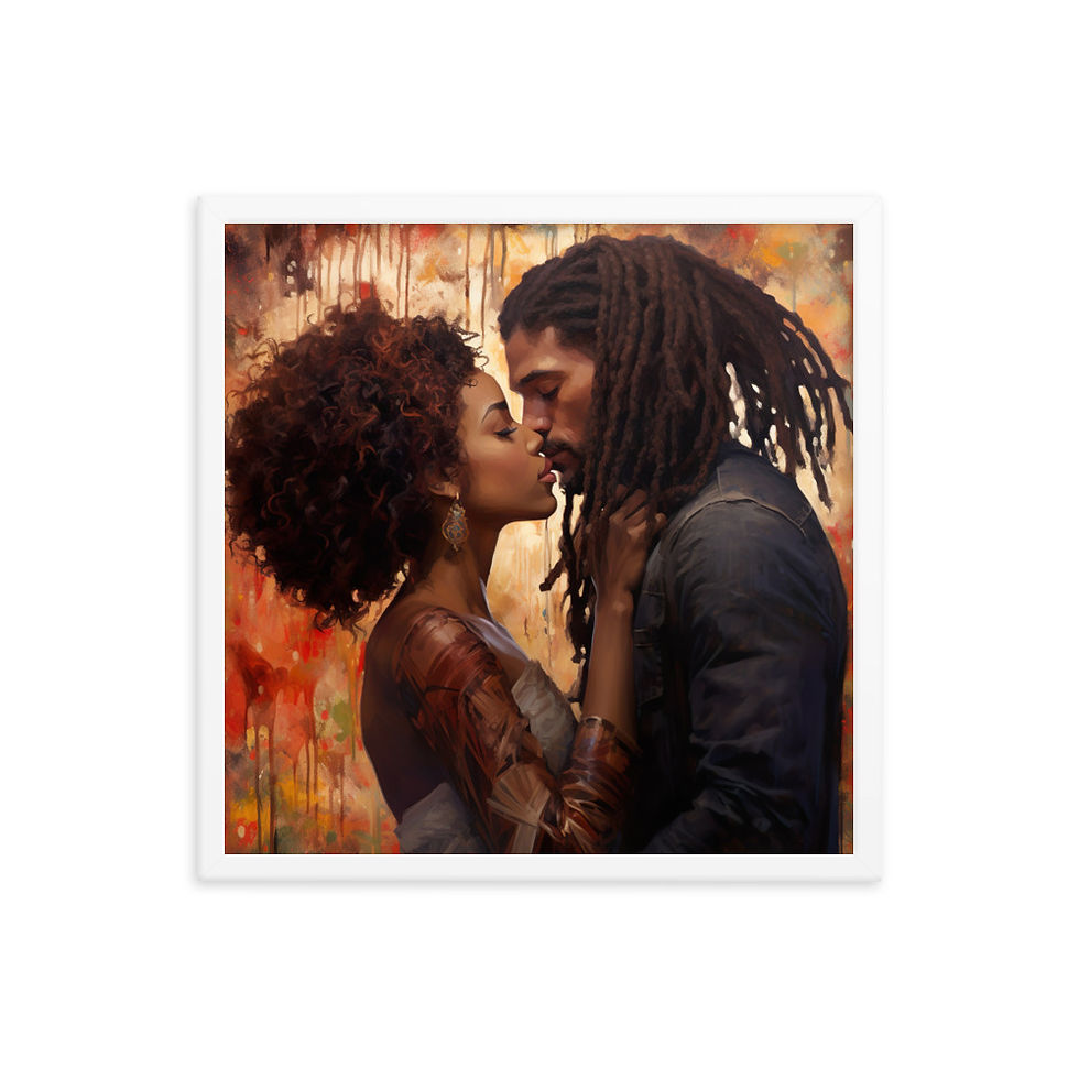 Thumbnail: 3 Impressionism Dreadlocks & Afro Couple Framed Art Print