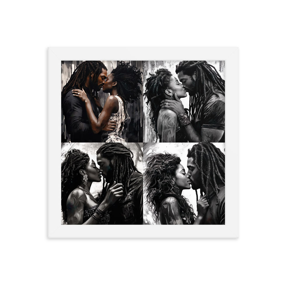 Thumbnail: All 4 Impressionism Dreadlocks & Afros Couple Framed Art Print