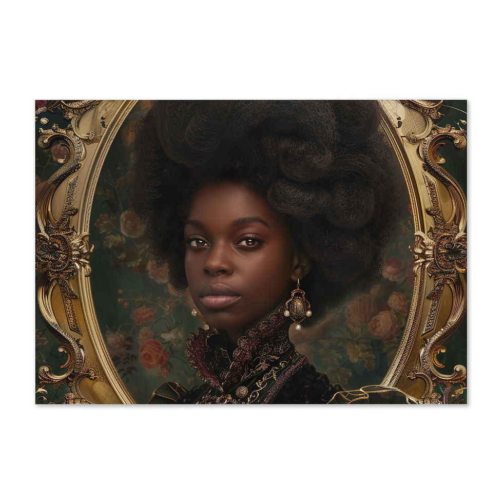 Thumbnail: 3 Rococo Art Afro Woman Greeting Card