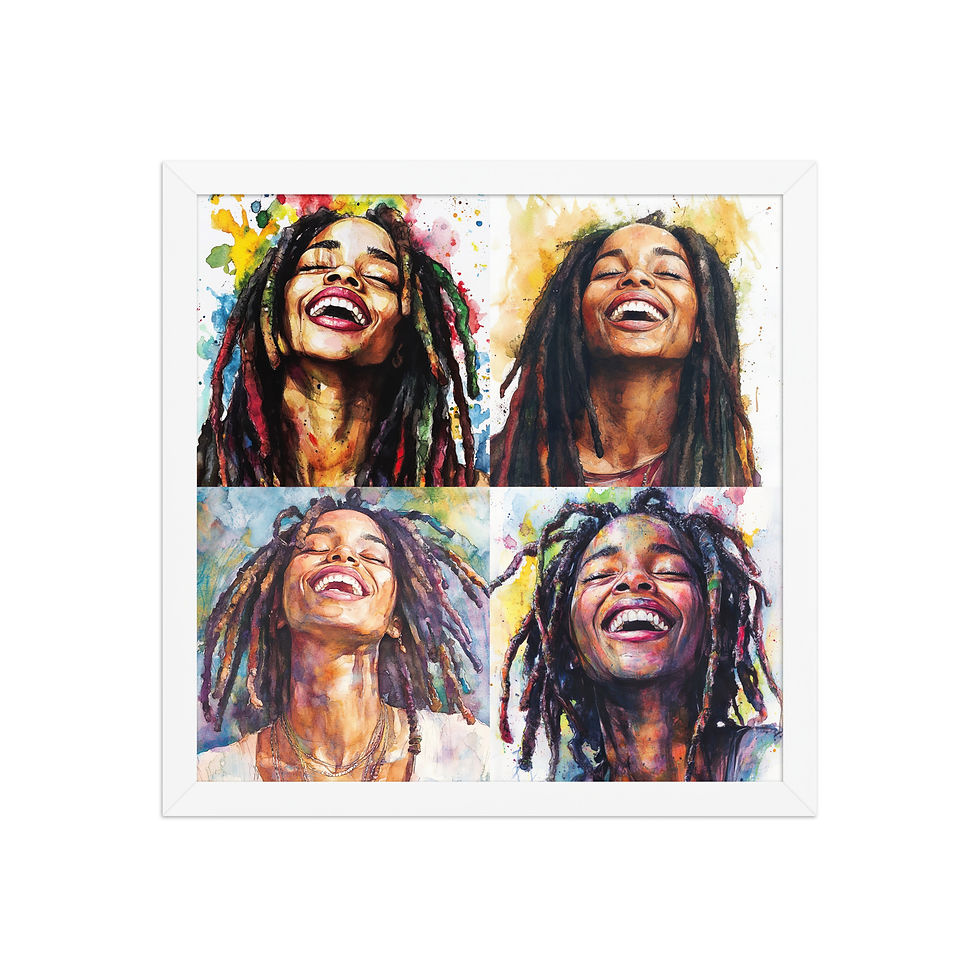 Thumbnail: All 4 Watercolour Art Dreadlocks Women Framed Poster