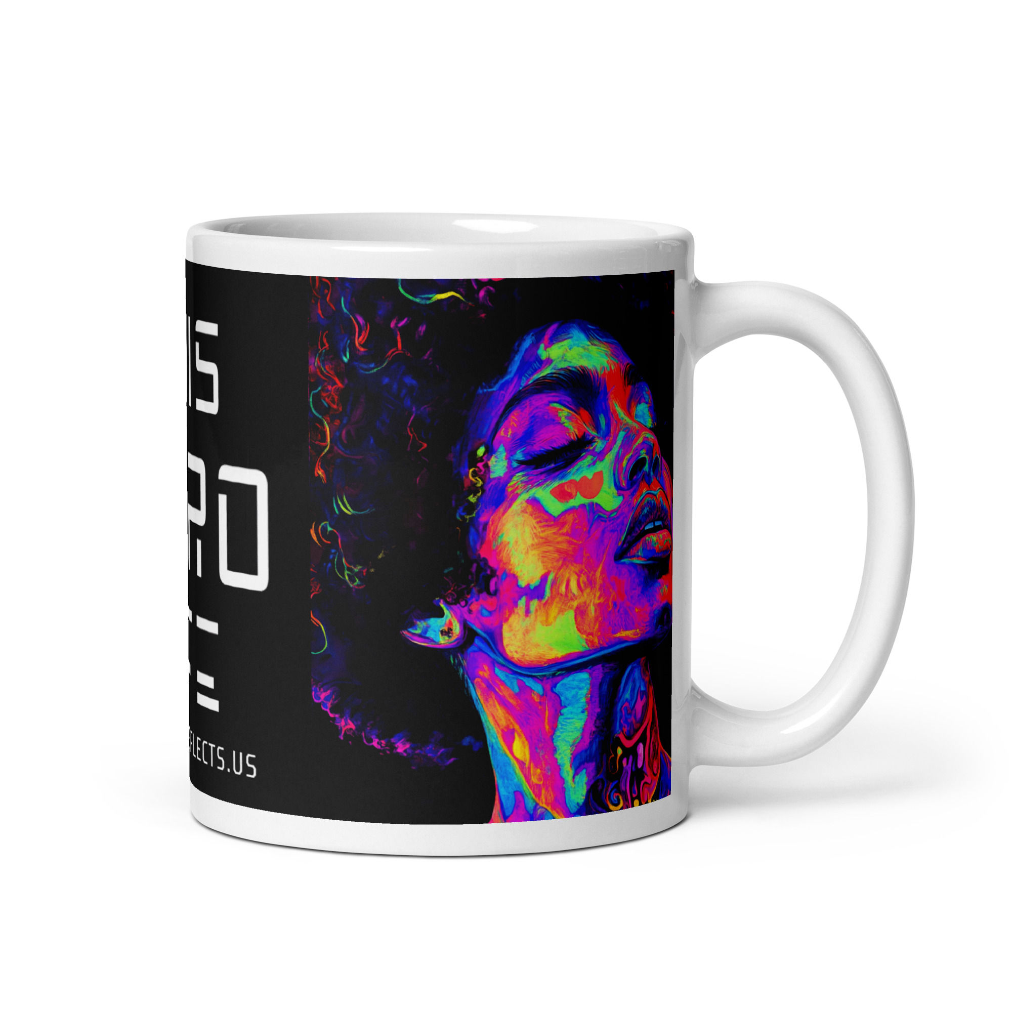 2 Fluorescent Art Afro Woman Mug